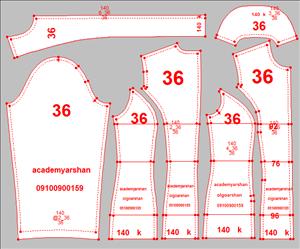 الگو بالا تنه تجاری برش عصایی کد 140