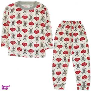 ست تیشرت آستین بلند و شلوار راحتی نوزادی مدل خرس کد 4152 رنگ سفید