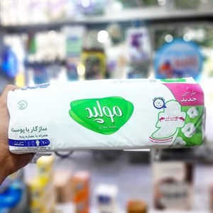 نوار بهداشتی بالدار متوسط مولپد مدل پنبه ای سایز خیلی بزرگ شش بسته 10 عددی