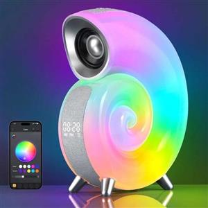 اسپیکر بلوتوثی شارژی حلزونی RGB دار – چراغ‌خواب و ساعت زنگ‌دار