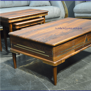 میز جلو مبلی و سه عدد عسلی مدل باکس دار رنگ قهوه ای