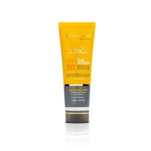 کرم ضدآفتاب SPF50 ماسکانی(حاوی شی باتر، گلیسرین، ویتامین B5 و E) ۵۰ میلی