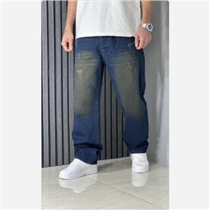 شلوار جین بگ مردانه رنگ آبی تیره گازوئیلی 