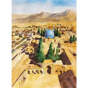 نقاشی آبرنگ طرح آرامگاه شاه نعمت الله ولی کرمانی کد 1048