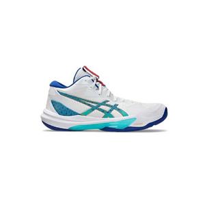 کفش والیبال اسیکس اسکای الیت 3 سفید فیروزه ای Asics Sky Elite 3 White Asics Blue
