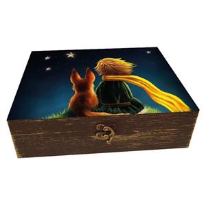 جعبه هدیه دست‌ساز مدل  چوبی طرح شازده کوچولو کد WS325