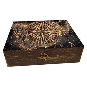 جعبه هدیه دست‌ساز مدل چوبی طرح نقشه کهن کد WS358