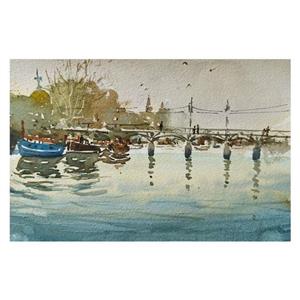 نقاشی آبرنگ طرح بندر کد 174