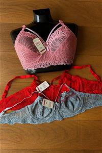 سوتین فنردار هارنس دار دانتل زیرنخ زنانه جین ۱۲تایی