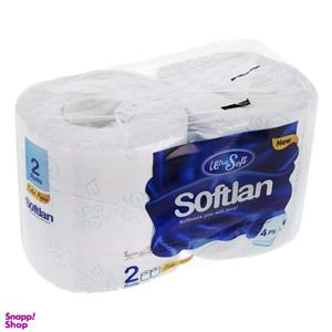 دستمال کاغذی رولی چهار لایه سافتلن بسته 2 عددی