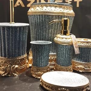 ست سرویس بهداشتی الیزا برند آذین ست- رنگ مشکی طرح سنگ طلایی - جنس رزین درجه یک با ضمانت آذین ست مبلمونسرا مدل 264668