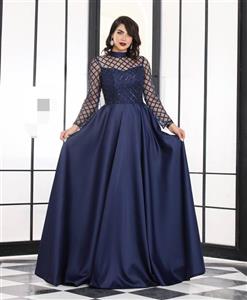 پیراهن مجلسی پولک ترک و ساتن آمریکایی مدل نایریکا