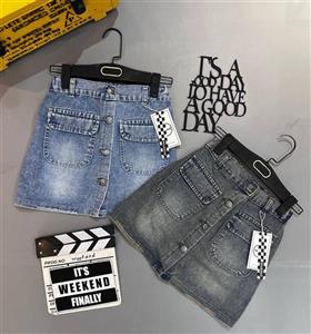 دامن دخترانه جین دکمه دار مدل ویکند