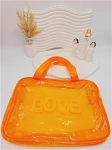 کیف لوازم آرایشی سایز بزرگ مدل LOVE (رنگ نارنجی)