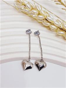 گوشواره طرح آویز قلب نگین دار نقره ای برند YSX