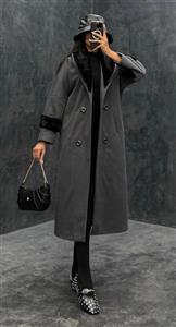 پالتو فوتر بلند زنانه آستردار یقه خز جداشو | قیمت ویژه خوشه مد کد 50145