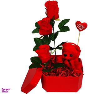ست هدیه عروسک مدل خرس و رز کد 02