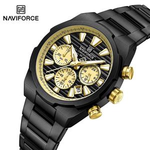 ساعت مچی کرنوگراف مردانه نیوی فورس NAVIFORCE مدل Nf8081 مشکی موتور ژاپنی