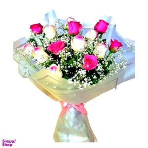 دسته گل رز و ژیپسوفیلا کد 1