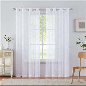 پرده پانچ مدل ساتن طرح برگ سایز 140×275 سانتی متر مجموعه 2 عددی