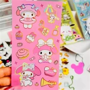 25 ورق برچسب شفاف استیکر همراه پک ساخت دست کلید انبر جاکلیدی طرح متنوع کرومی انیمه فانتزی لوازم التحریر 