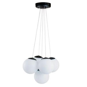 لوستر چشمه نور 5 شعله آویز بدنه مشکی سفید مدل R1224