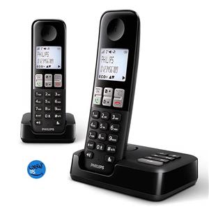 تلفن بی‌سیم برند فیلیپس D255 DECT | نمایشگر 1.8 اینچی، ضبط مکالمه، باتری قوی