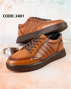کفش عسلی بندی چرم طبیعی(کد۲۴۰۱)