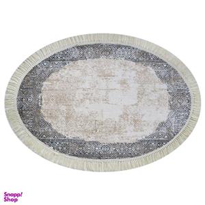 فرش بیضی طرح سورن رنگ زمینه کرم
