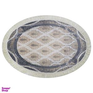 فرش بیضی طرح گندم رنگ زمینه کرم