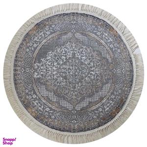 فرش گرد طرح روناک رنگ زمینه طوسی