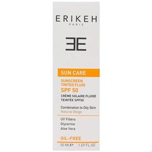 کرم ضد آفتاب فلوئید SPF50 مناسب پوست چرب و مختلط اریکه بژ طبیعی 50 میلی لیتری