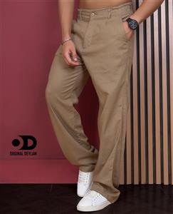 شلوار لینن رنگ نسکافه ای شتری شیک فول بگ مردانه | کیفیت استثنایی قد ۱۱۰ سانت