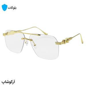 عینک کروم هارتز با طراحی فریملس، رنگ طلایی، شکل چندضلعی و لنز بی‌رنگ و شفاف و بلوکات مدل 17559