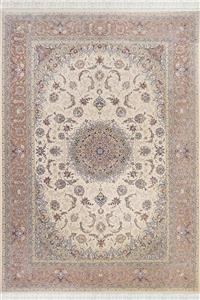 فرش بهشتی تبریز 1500 شانه کلکسیون شاهان کد 1524 زمینه کرم چرک (برجسته)