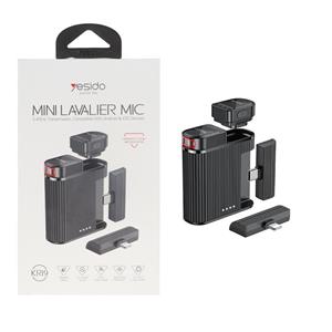 میکروفون بی سیم Yesido Type-C & Lightning مدل KR19 - مشکی ( 18 ماه تعویض نیکان همراه)