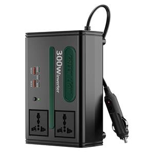 اینورتر و مبدل برق فندکی ماشین 300 وات گرین لاین Green Lion GC-300 Car Inverter 7 In 1 Multi-Port