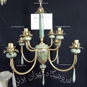لوستر برنز برنجی 4شاخه8شعله ترکیب سنگ طبیعی طرح لیانا 