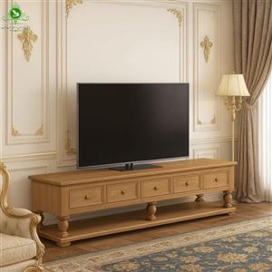 میز تلویزیون MDF روکش چوب مدل کسری (پرداخت کرایه پس از تحویل)