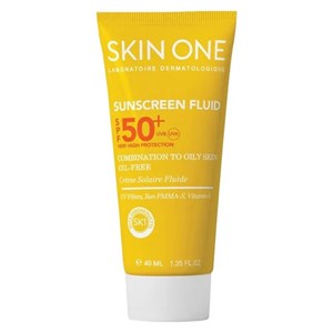 فلوئید ضدآفتاب بی‌رنگ اسکین وان SPF50 مدل combination، مناسب پوست‌های جرب و مختلط، حجم 40 میلی‌لیتر