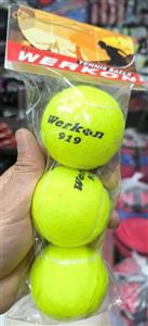 توپ تنیس WERKON مدل 919 (توپ تنیس خاکی هفت سنگ با قطر 6 سانتی متر) بسته 1 عددی 