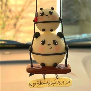 آویز آینه ماشین طرح پاندا.  عروسک اینه ماشین طرح پاندا  ، عروسک تزئینی ماشین  ، عروسک تزیینی ماشین  ، عروسک داخل ماشین 