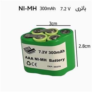 باتری نیکل متال 2/3 نیم قلمی 7.2 ولت با ظرفیت 300 میلی آمپر  2/3AAA