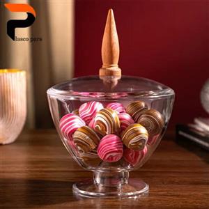 شکلات خوری پایه دار دسته چوبی لیمون 