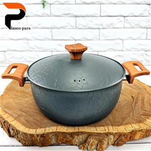 قابلمه 24 آنتیک دسته چوبی گرانیتی طوسی هاناتک
