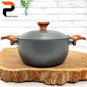 قابلمه 20 آنتیک دسته چوبی گرانیتی طوسی هاناتک