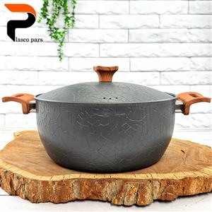 قابلمه 28 آنتیک دسته چوبی گرانیتی طوسی هاناتک