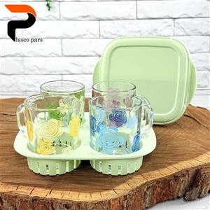 ست چایخوری 4نفره مسافرتی پاستیلی لیمون