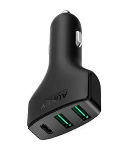 شارژر فندکی سه پورت آکی Aukey CC-Y3 Type-C 49.5W 3-Port Car Charger With Quick Charge 3.0