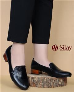 کفش زنانه مدل پاشنه چوبی کد 83 پاشنه 4 سانتی دوخت مشکی